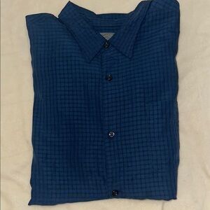 Quicksilver Blue Checkered Button-Up Long Sleeve Shirt size XL